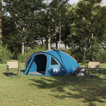 vidaXL Koepeltent 4-persoons Waterdicht Blauw taft, Verzenden, Nieuw, Tot en met 2
