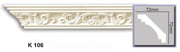 Kroonlijst K106 (72 x 72 mm), polyurethaan, lengte 2 m, Ophalen of Verzenden, Nieuw