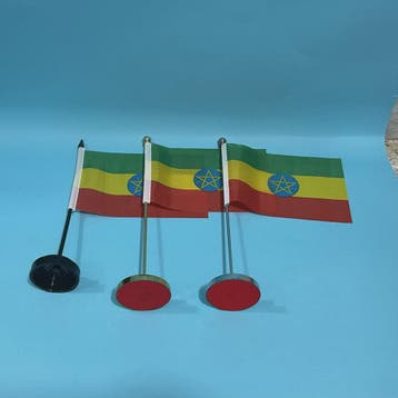 Bureauvlag Ethiopië 14x21cm Polyester - Officiële Nationale, Verzenden, Nieuw