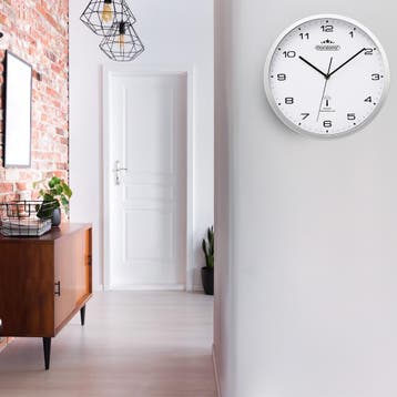 Radiogestuurde Wandklok Wit Kunststof Ø 31 (Klokken), Verzenden, Nieuw