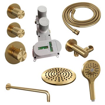 Brauer Gold Carving Thermostatische Regendoucheset Inbouw -, Ophalen of Verzenden, Nieuw