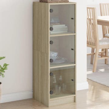 vidaXL buffetkast met glazen deuren 35x37x109 cm sonoma, Minder dan 50 cm, Verzenden, 100 tot 150 cm, Nieuw