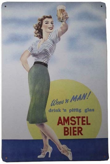 Wees een man Amstel bier reclamebord, Verzamelen, Verzenden, Nieuw