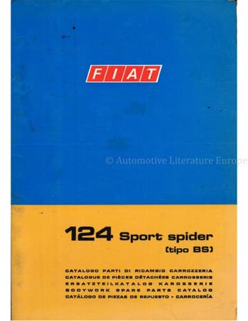 1970 FIAT 124 SPORT SPIDER (TIPO BS) CARROSSERIE, Auto diversen, Handleidingen en Instructieboekjes