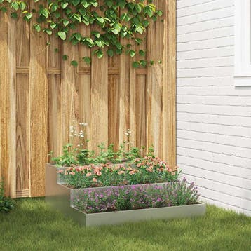 vidaXL Tuin Bloempot Zilver 90 x 90 x 35 cm Gegalvaniseerd, Verzenden, Nieuw, Metaal, 60 tot 100 cm