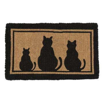 kokosmat handgeweven 3 katten zwart 75cm, Verzenden, Nieuw