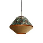Moderne hanglamp brons met dubbele velours kap blad dessin, Huis en Inrichting, Lampen | Hanglampen, Verzenden, Nieuw, Classic-antique