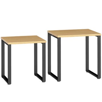 Set Van 2 Salontafels Met Metalen Frame Voor Woonkamer Natuu, Verzenden, Nieuw