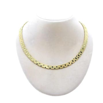 Gouden platte Bismarckschakel collier (Ketting), Ophalen of Verzenden, Gebruikt, Goud, Goud