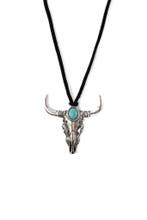 Stier Ketting Cowboy Western Stierenkop Schedel Indianen Cow, Kunststof, Verstelbaar, Bruin, Nieuw