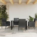 vidaXL 5-delige Tuinset poly rattan en staal zwart, 4 zitplaatsen, Nieuw, Tuinset, Verzenden