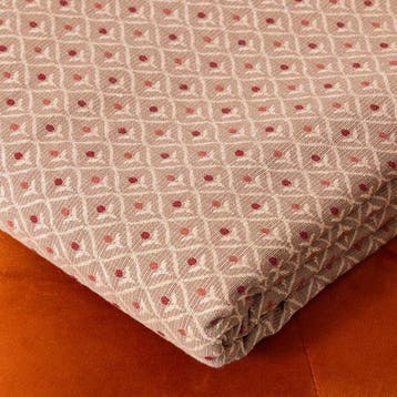 BA089 - Hoogwaardige Gobelin-stof – Taupe met rode en oranje