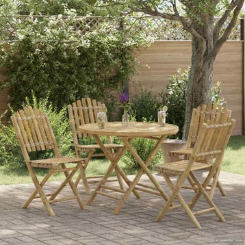 vidaXL Tuinstafel Naturel 80 x 70 cm Bamboe, Verzenden, Nieuw, Hout
