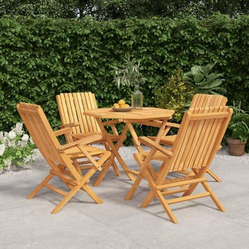 vidaXL 5-delige Tuinset massief teakhout, Tuin en Terras, Verzenden, Nieuw, Hout, Tuinset