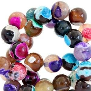 10 x edelsteen kralen rond 8mm agaat Multicolour fuchsia, Ophalen of Verzenden, Nieuw, Kraal