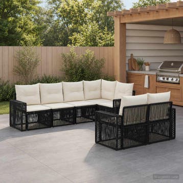vidaXL Tuinbankenset 7 st 7-Aantal zitplaatsen Zwart en, Tuin en Terras, Verzenden, Nieuw, 7 zitplaatsen