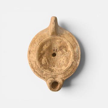 Oud-Romeins Terracotta-olielamp 12,00 cm.