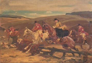Angelo Jank (1868–1940) - Parforcejagd: Der Sprung
