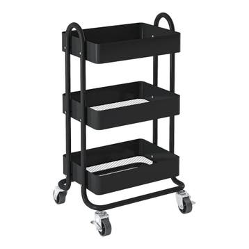 [en.casa] Keukentrolley Pyhäntä met 3 manden 78,5x46x35 cm z, Verzenden