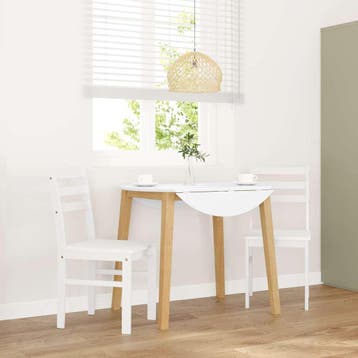 vidaXL Eetkamerstoelen 2 st massief hout rubber wit, Huis en Inrichting, Stoelen, Verzenden, Nieuw, Wit