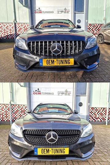 Grille C-Klasse W205 | BLACK DIAMOND Style 14-18 CAMERA, Voor, Mercedes-Benz, Nieuw, Ophalen of Verzenden