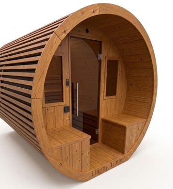 Niksen gemodificeerd Ayous barrel sauna met voorportaal 265, Ophalen of Verzenden, Nieuw