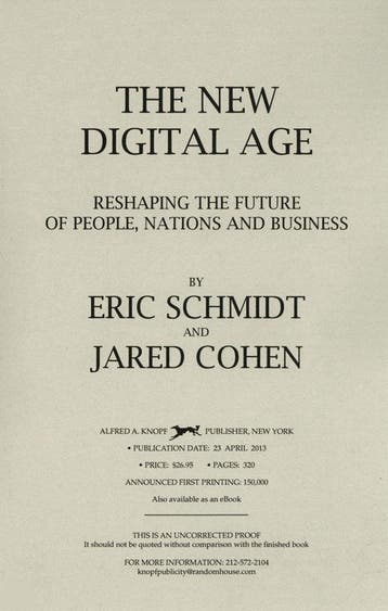 The New Digital Age - Eric Schmidt 9780307957139, Verzenden, Zo goed als nieuw, Eric Schmidt