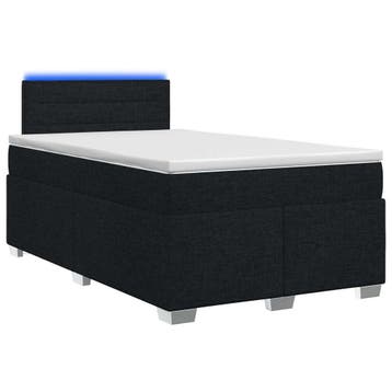 vidaXL Boxspring Bed met Matras en LED Zwart 120 x 190 cm, Huis en Inrichting, Slaapkamer | Bedden, Verzenden, Nieuw, Zwart