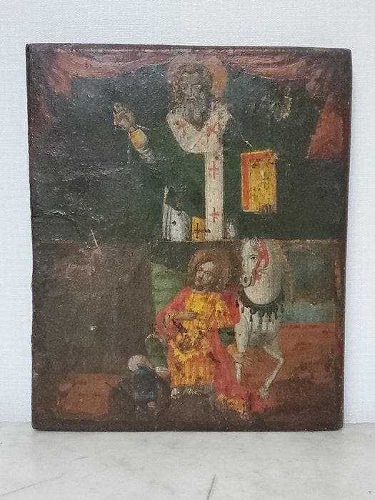 Icoon - Sinterklaas en Sint-Eustachius - Hout, Antiek en Kunst, Kunst | Niet-Westerse kunst
