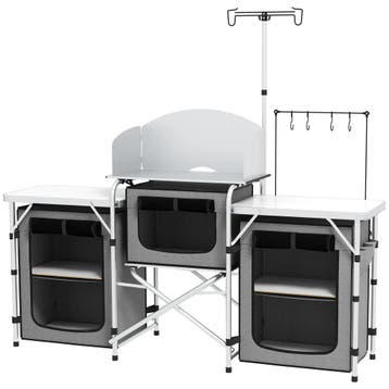 Opvouwbare Campingkeuken Met Windscherm, 3 Kasten &amp; 3 Ve, Verzenden, Nieuw