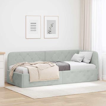 vidaXL Hoekbedframe Lichtgrijs 80 x 200 cm Fluweel, Verzenden, Nieuw, Stof