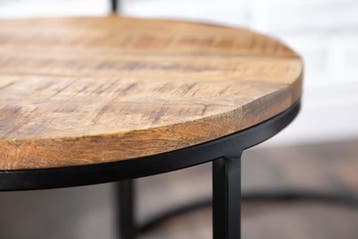 industrieele set van 2 bijzettafels ELEMENTS 60cm massief, Huis en Inrichting, Ophalen of Verzenden, Nieuw