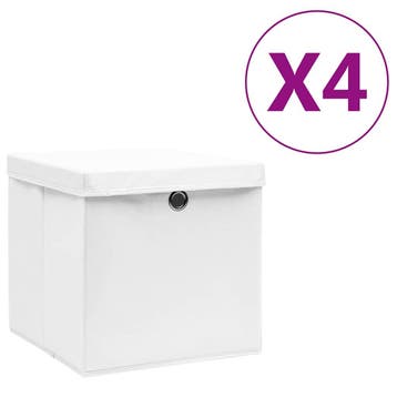 vidaXL Opbergboxen met deksel 4 st 28x28x28 cm wit, Huis en Inrichting, Verzenden, Nieuw