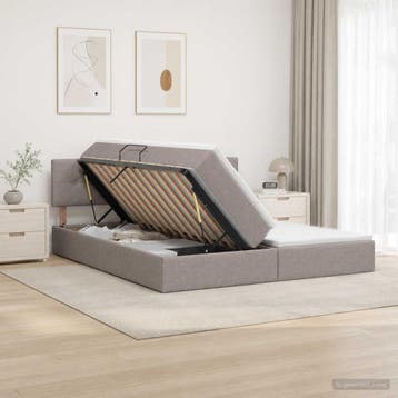 vidaXL Opslag bed met hoofdeinde 2 st Taupe Nep Leer, Verzenden, Nieuw