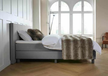 ACTIE! Boxspring Venetië 140 200 Grijs, Verzenden, Nieuw, 140 cm, Twijfelaar