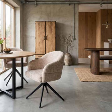 Draaibare eetkamerstoel Bella Beige Poot Zwart, Ophalen of Verzenden, Nieuw