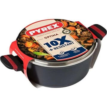 Ovenschaal - PYREX - Optima - 24 cm - Zwart (braadpan - pot), Verzenden, Nieuw, Overige typen