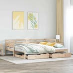 vidaXL Slaapbank met onderschuifbed en lades zonder matras, Huis en Inrichting, Slaapkamer | Bedden, 90 cm, Eenpersoons, Bruin