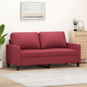vidaXL Tweezitsbank 140 cm kunstleer wijnrood, Verzenden, Nieuw, Tweepersoons, Leer