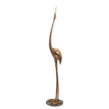 A BRONZE SCULPTURE OF A MODERN STANDING CRANE (Interieur), Verzenden, Nieuw