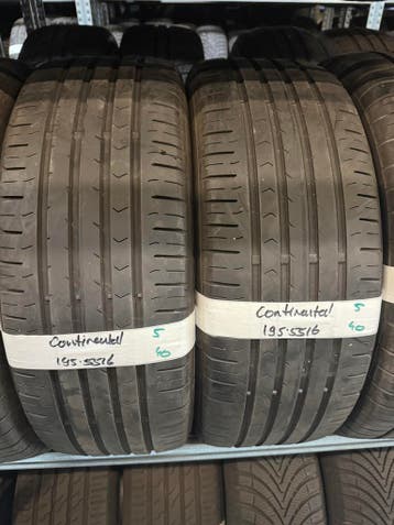 195-55-16 Continental Zomerbanden 5mm Incl Montage 195 55 16, Ophalen, Gebruikt, 16 inch, Band(en)