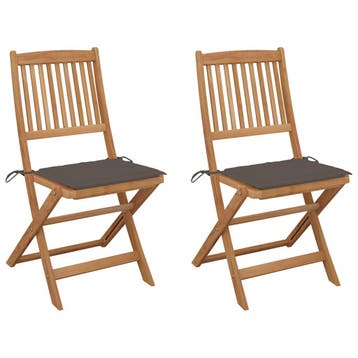 vidaXL Set van 2 klapstoelen met kussens, gemaakt van, Verzenden, Nieuw, Hout