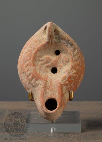 Romeinse keizertijd Terracotta Antieke olielamp met een