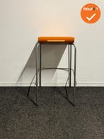 Oranje Van der Sluis Kruk – Refurbished Design met Chroom, Vergader- of Presentatieruimte, Ophalen of Verzenden, Gebruikt, Stoel