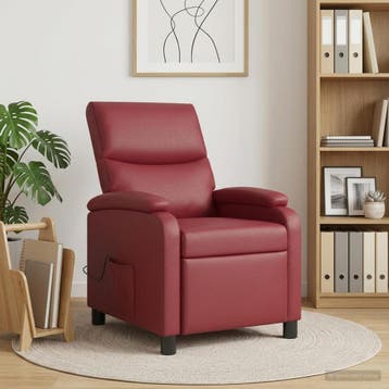 vidaXL Massage Recliner Wijnrood Kunstleer, Huis en Inrichting, Verzenden, Nieuw