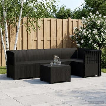 vidaXL 5-Zits Tuin Sofa Rattan Look PP Antraciet, Verzenden, Nieuw