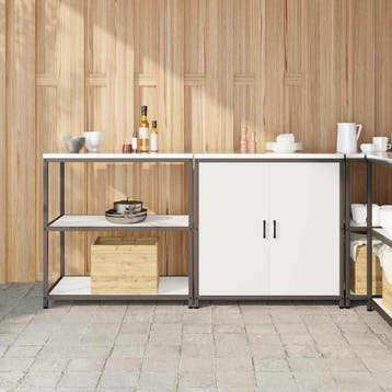 vidaXL Keukenopslag set HATTEM 2 st Wit Koudgewalst staal, Verzenden, Nieuw, Wit