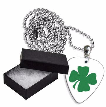 Klavertje 4 plectrum ketting, sleutelhanger of oorbellen, Ophalen of Verzenden, Nieuw