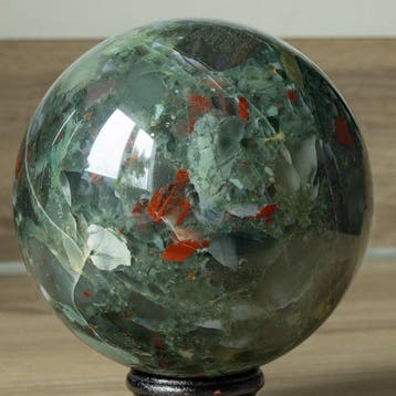 Fine Blood Stone Sphere Bol - Hoogte: 11.92 cm - Breedte: