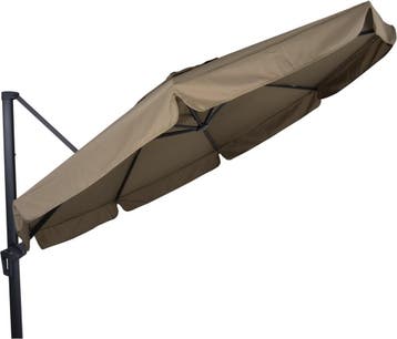 Zweefparasol Virgo Taupe Ø350cm inclusief zware parasolvoet, Ophalen of Verzenden, Nieuw
